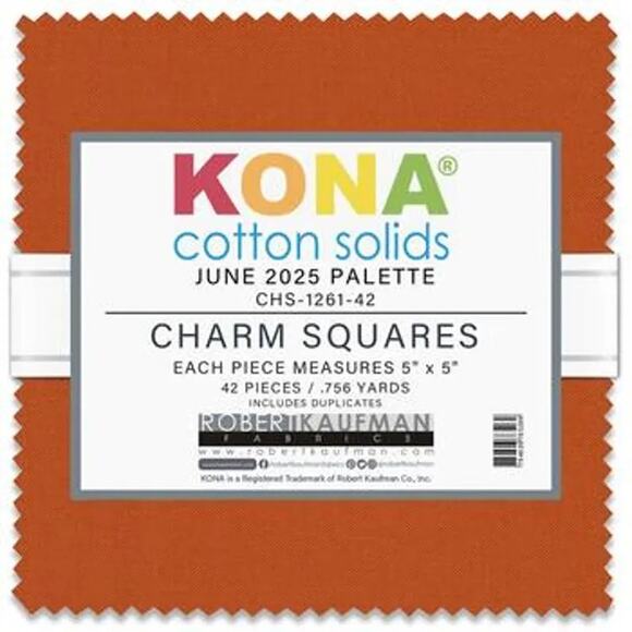 June 2025 Charm Pack by Kona Cotton Solids for Robert Kaufman - Picture 2 of 4